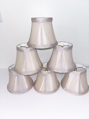 #ad #ad Beige Clip On Chandelier Shades Iridescent Set Of 6 $44.00
