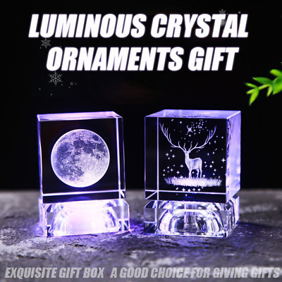 #ad New Crystal Cube Cloud Christmas Tree Moon USB LED Lighting Ornament in Box Gift $7.99