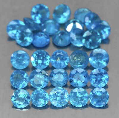 #ad 5.10ctw 29pcs 3.5mm Round Cut 100% Natural Neon Blue Apatite Unheated Africa $125.00