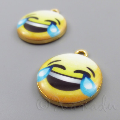 #ad Smiley Face Emoji Charms 22 Gold Plated Enamel Charms C2208 2 5 Or 10PCs $2.00