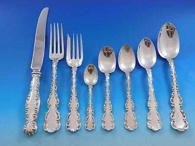 #ad Louis XV by Whiting Sterling Silver Flatware Set for 8 Service 70 pieces $3780.00