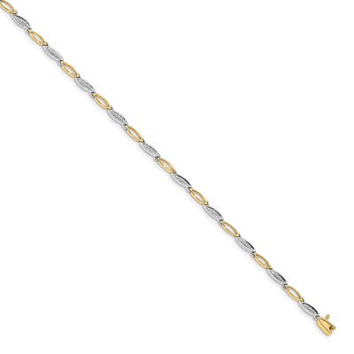 #ad Lex amp; Lu 14k Two Tone Gold Diamond 7.5quot; Link Bracelet $617.99