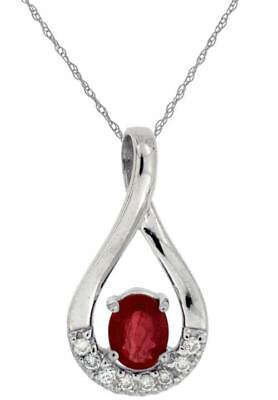 #ad .47CT DIAMOND amp; AAA RUBY 14KT WHITE GOLD OVAL amp; ROUND INFINITY FLOATING PENDANT $733.04