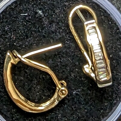 #ad 10K Gold With Real Natural Diamond Hoop Earrings 2.27g .5 tcw $219.00