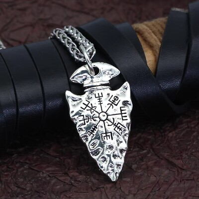 #ad Mens Viking Rune Helm of Awe Spear Arrowhead Pendant Celtic Necklace Chain 24quot; $12.99