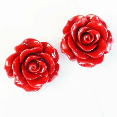 #ad 10Pcs 20x8mm Carved Red Turquoise Flower Pendant Bead $13.99