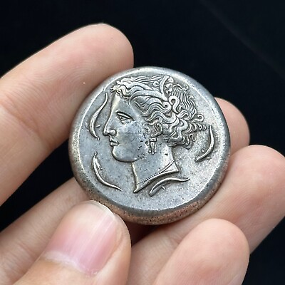 #ad Rare Ancient Greek Emperor King Silver Coated Coin e $130.00