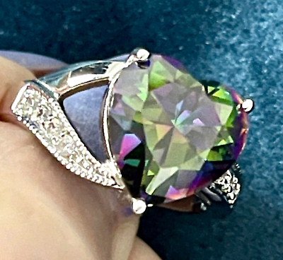 #ad Beautiful Heart Shaped Mystic Topaz Sterling Silver Ring $45.95