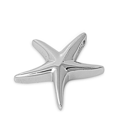 #ad Shiny Star High Polish Starfish Pendant .925 Sterling Silver Seashell Charm $13.99