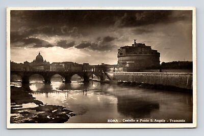 #ad 1931 RPPC Castel Sant#x27;Angelo River Tiber Mausoleum Hadrian Rome Italy Postcard $33.01