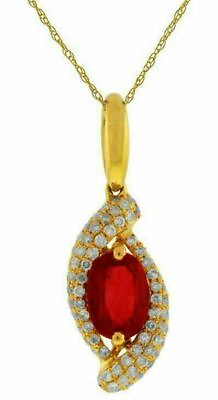 #ad 1.28CT DIAMOND amp; AAA RUBY 14KT YELLOW GOLD 3D OVAL amp; ROUND INFINITY LOVE PENDANT $1687.89