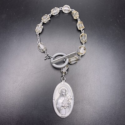 #ad Saint Therese Medal Charm Bracelet Marked Germany Catholic 6.5 Inch Vintage $16.96