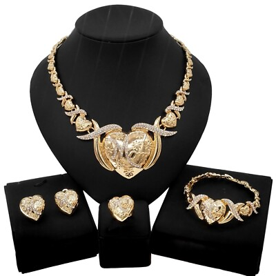 #ad HUGS amp;KISSES Xo mom Set Necklace Bracelet Earrings Ring Gold Filled $29.99