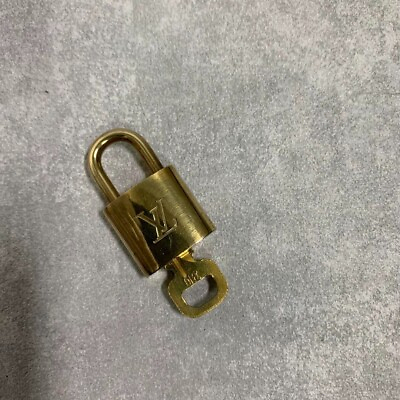 #ad LOUIS VUITTON PadLock Lock amp; Key Brass Gold Authentic Number random $26.00