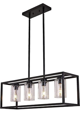 #ad Black Dining Room Chandeliers Lighting Fixture Linear Pendant Modern 4 Light $66.00