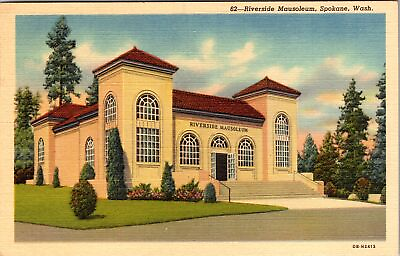 #ad Spokane WA Washington Riverside Mausoleum Vintage Postcard $7.99