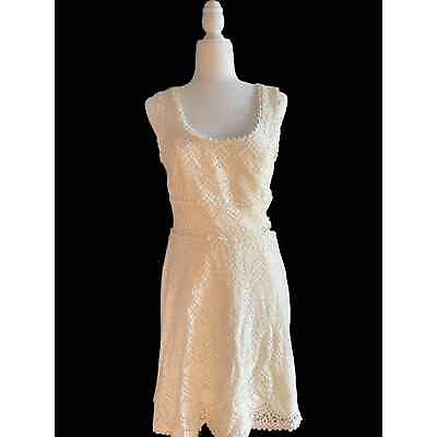 #ad GUESS BRAND IVORY LACE DRESS W CRISS CROSS BACK AND INNER LINER BNWT $44.00
