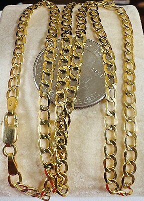 #ad 18K 750 Saudi Real Fine Yellow Gold Curb Chain Necklace 20” Long 4.2mm 5.2g $616.00