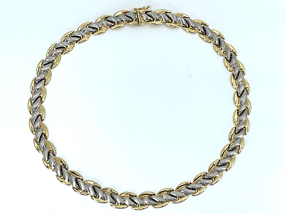 #ad 14k Yellow White Gold Choker Necklace $1948.00