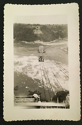 #ad Vintage Unusual Bamp;W Photo of in Air Crossing Over the River Water #4180 $4.99