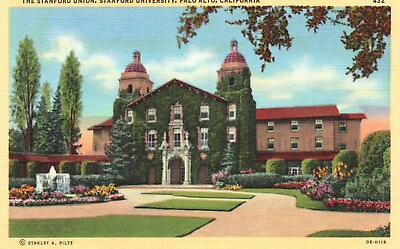 #ad Postcard CA Palo Alto Stanford University Union 1940 Linen Vintage PC J6119 $3.00