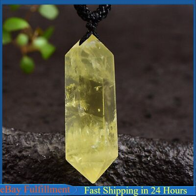 #ad Natural Clear Citrine Quartz Crystal Pendant Charms Healing Stone Necklace Gift $9.11