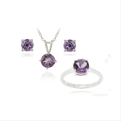 #ad 3.6ct Amethyst Pendant Earrings amp; Ring Set in 925 Silver S8 $22.99