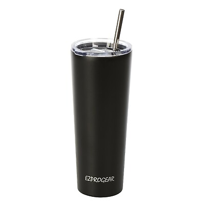 #ad Ezprogear 26 oz Stainless Steel Skinny Tumbler Insulated Cup w Lid amp; Straw Other $11.95