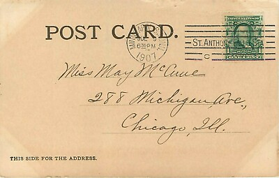 #ad SAINT ANTHONY FALLS STATION CANCEL MARK 1907 Minnehaha MN Postcard $8.99