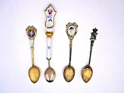 #ad Miscellaneous Group of Souvenir Spoons 3 Enameled 1 China Handle #8160 $95.00