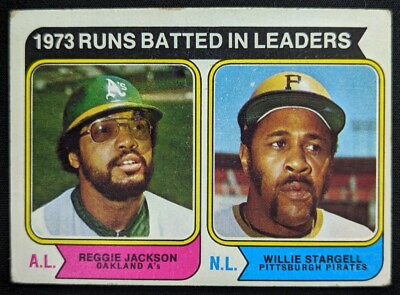 #ad 1974 Topps #203 1973 RBI Leaders Reggie Jackson Willie Stargell $4.15