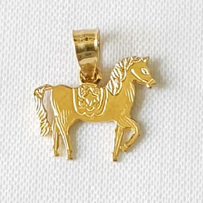 #ad Real 14k Yellow Gold Small HORSE Charm Pendant Made in USA $44.99