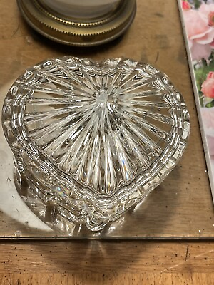 #ad Heart Shaped Box Pretty Cut Glass Mothers Day Gift $15.60