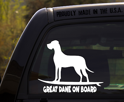 #ad Great Dane on Board Funny Dog Breed Decal Sticker for car or Truck Window $5.99