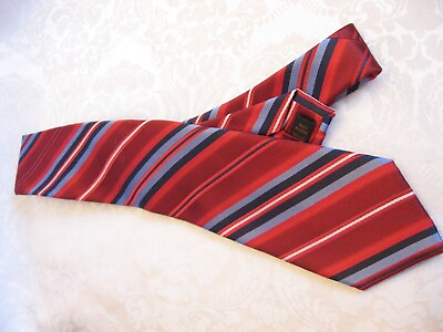 #ad Jos A Bank Reserve Men#x27;s Neck NEW Tie STRIPED RED BLUE GRAY Silk TAG 57 x 3.25 $21.00