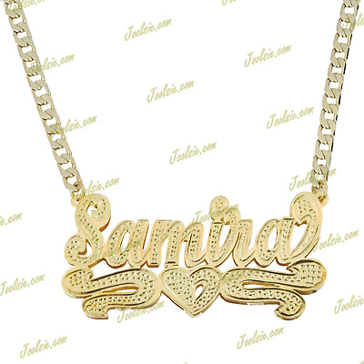#ad PERSONALIZED 14K GP 3D DOUBLE PLATED SCRIPT NAME PLATE NECKLACE ANY NAME US SELL $41.72