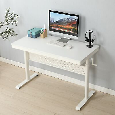 #ad 48x24quot; White Standing Desk with Metal Drawer Adjustable Height $236.75