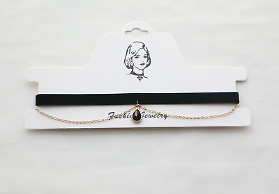 #ad Lolita velvet Choker metal Chain water droplets Pendant Lolita Necklace Black $3.39