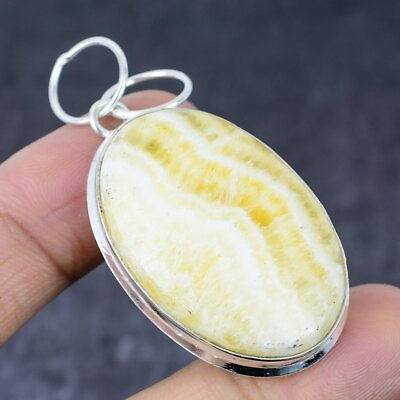#ad Natural Yellow Septarian Handmade 925 Sterling Silver Jewelry Pendant 2.25quot; K287 $9.99