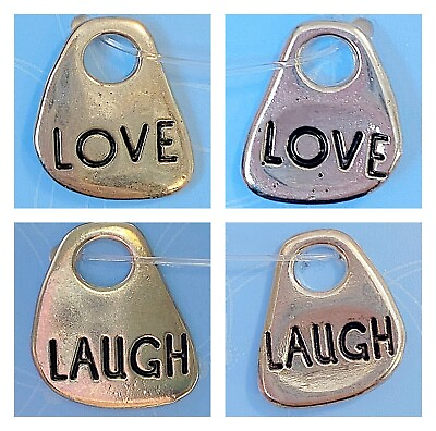 #ad Bead Landing Silver Hanging Jewelry Charm Laugh Love 10 pieces $2.49