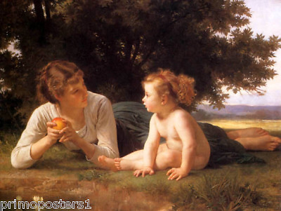 #ad TEMPTATION MOTHER LITTLE GIRL IN THE FIELD I880 PAINTING BY BOUGUEREAU REPRO $46.58