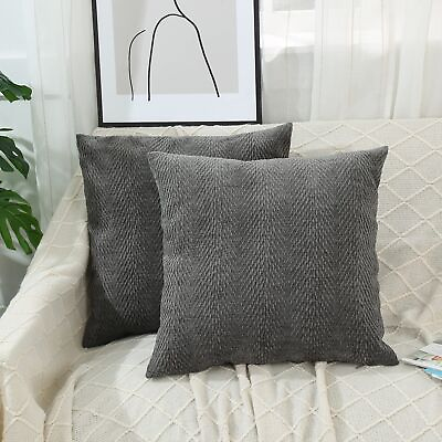 #ad Pack of 2 Throw Pillow Covers Cases for Couch Sofa Home Cozy Textured Chenill... $19.15