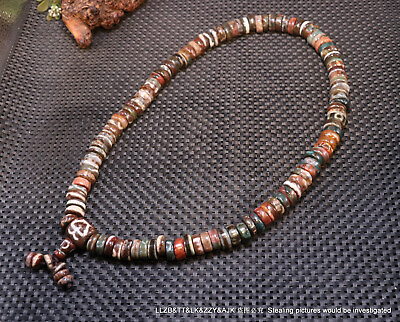 #ad Energy Tibetan Oily Old Agate Cinnabar dZi Bead 108 Lama Prayer Necklace Strand $125.00