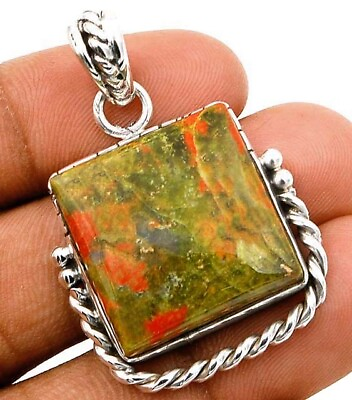 #ad Natural Unakite 925 Solid Sterling Silver Pendant Jewelry NW11 5 $31.99