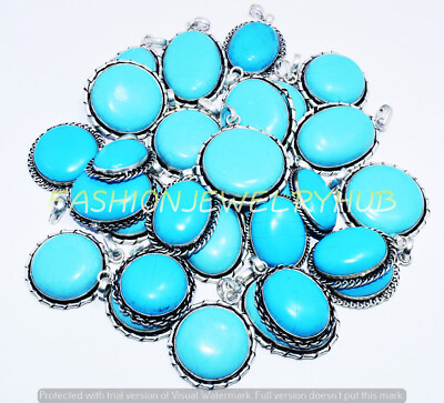 #ad Blue Turquoise Gemstone Ethnic Handmade Pendant Wholesale 5pcs Lot FP 853 $12.34