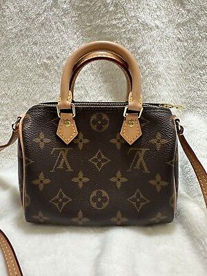 #ad Louis Vuitton Speedy Bandouliere Bag Monogram Canvas Nano Brown Mint Condition $1599.00