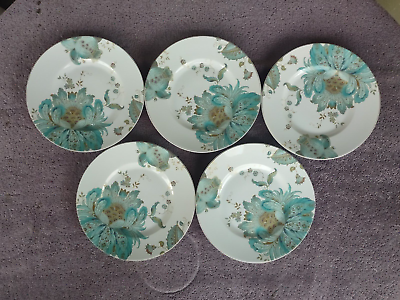#ad 222 Fifth Eliza Spring Turquoise Fine China 8.75quot; Salad Plates Set Of 5 $56.50