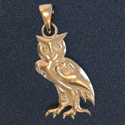 #ad 585 rose 14k solid gold owl new pendant charm $229.00