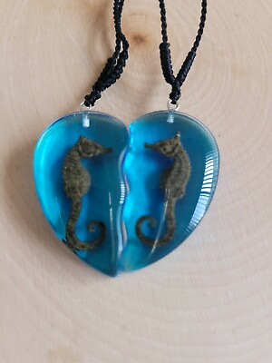 #ad Sea Horse Heart Necklace Best Friend Pair Pendant Necklace Choker Blue $12.65