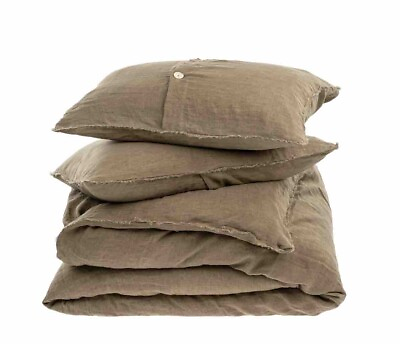 #ad Indaba Lina Belgian And French Flax Linen Duvet Set In Mink King $550 $128.00